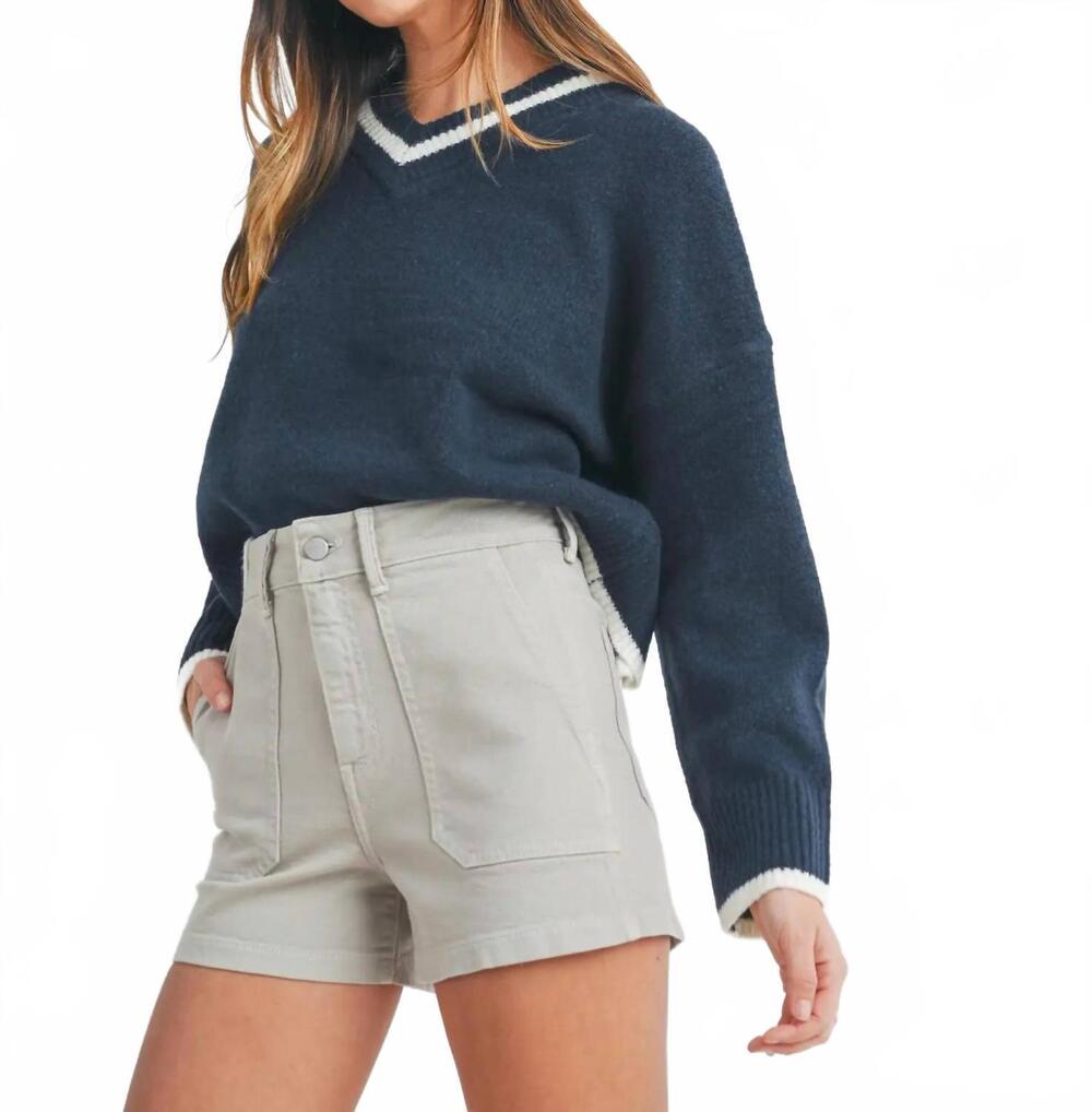NEW JUST BLACK DENIM high rise utility cargo short in moonstone